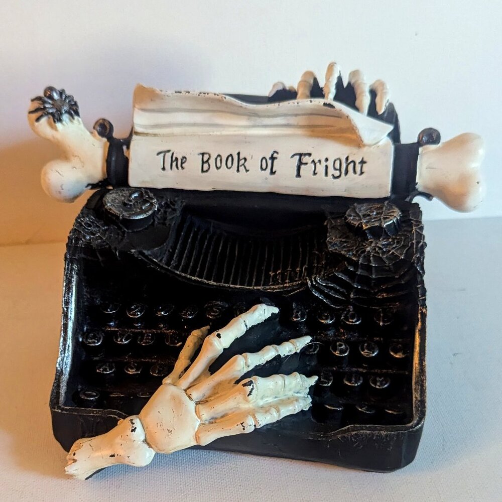 'Book of Fright' Wednesday Addams Haunted Skeleton Typewriter Halloween Gothic - Picture 4 of 15